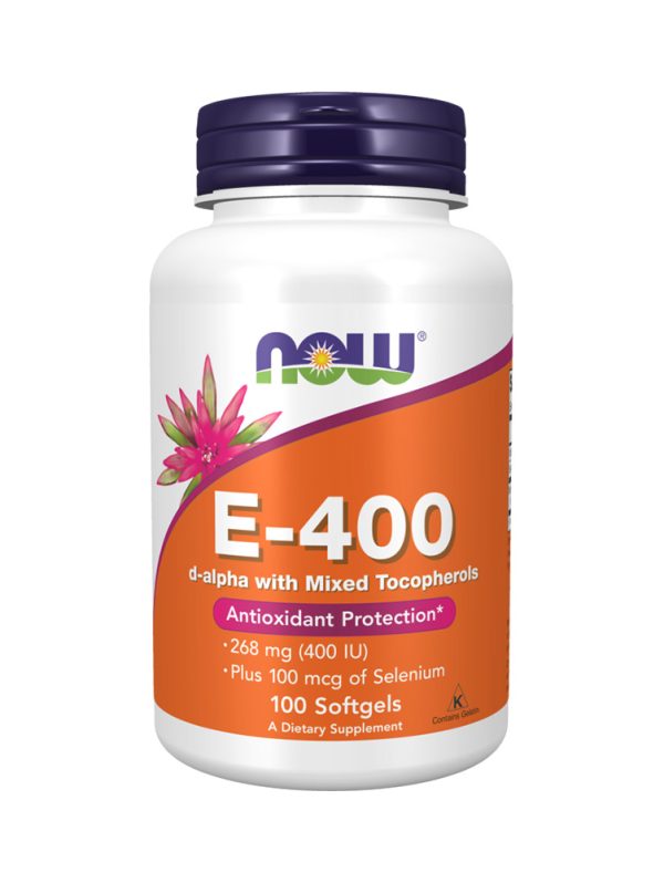 Now Foods, Vitamin E-400 D-Alpha with Mixed Tocopherols 268 mg (400 IU), 100 veg kapsula